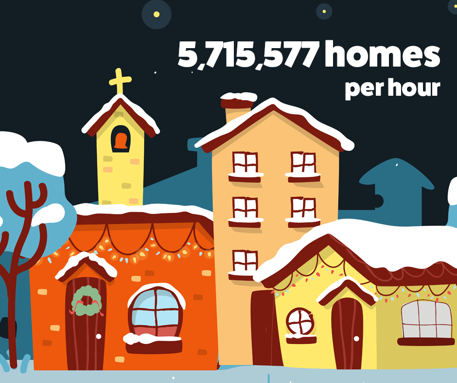 How many homes Santa needs to visit per hour