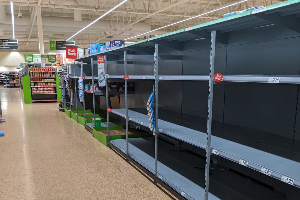 Empty shelves in Asda during the Coronavirus pandemic